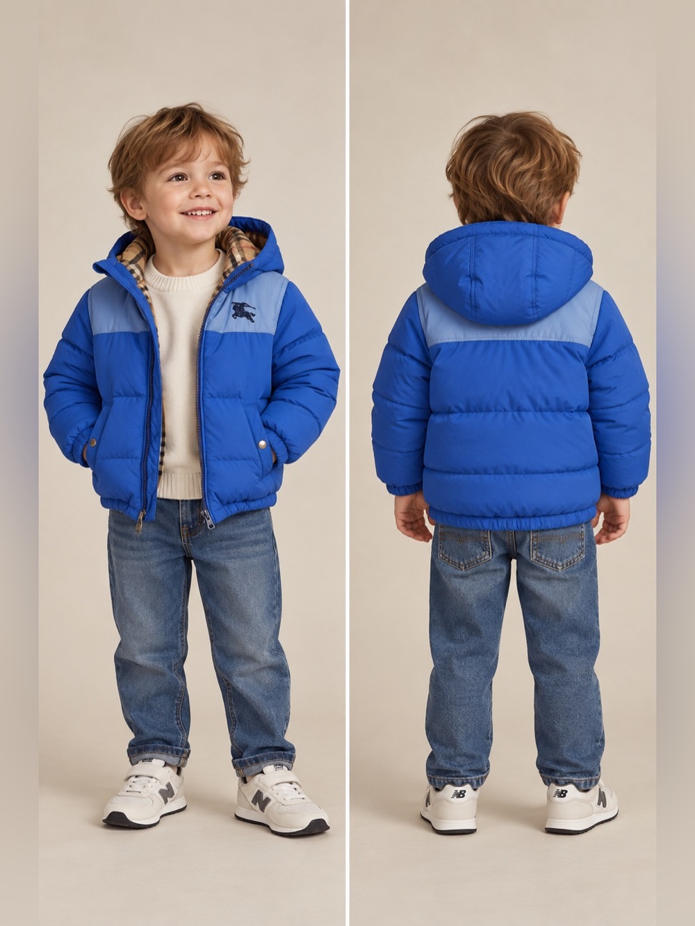 Burberry Kids Blue Puffer Jacket 3Y